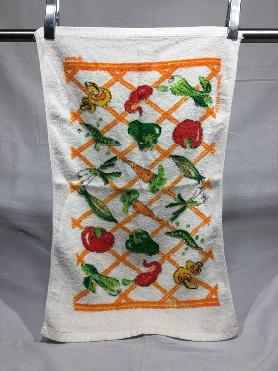 Vintage Kitchen Towel Dish Towel Vegtables Retro Kitchen Etsy