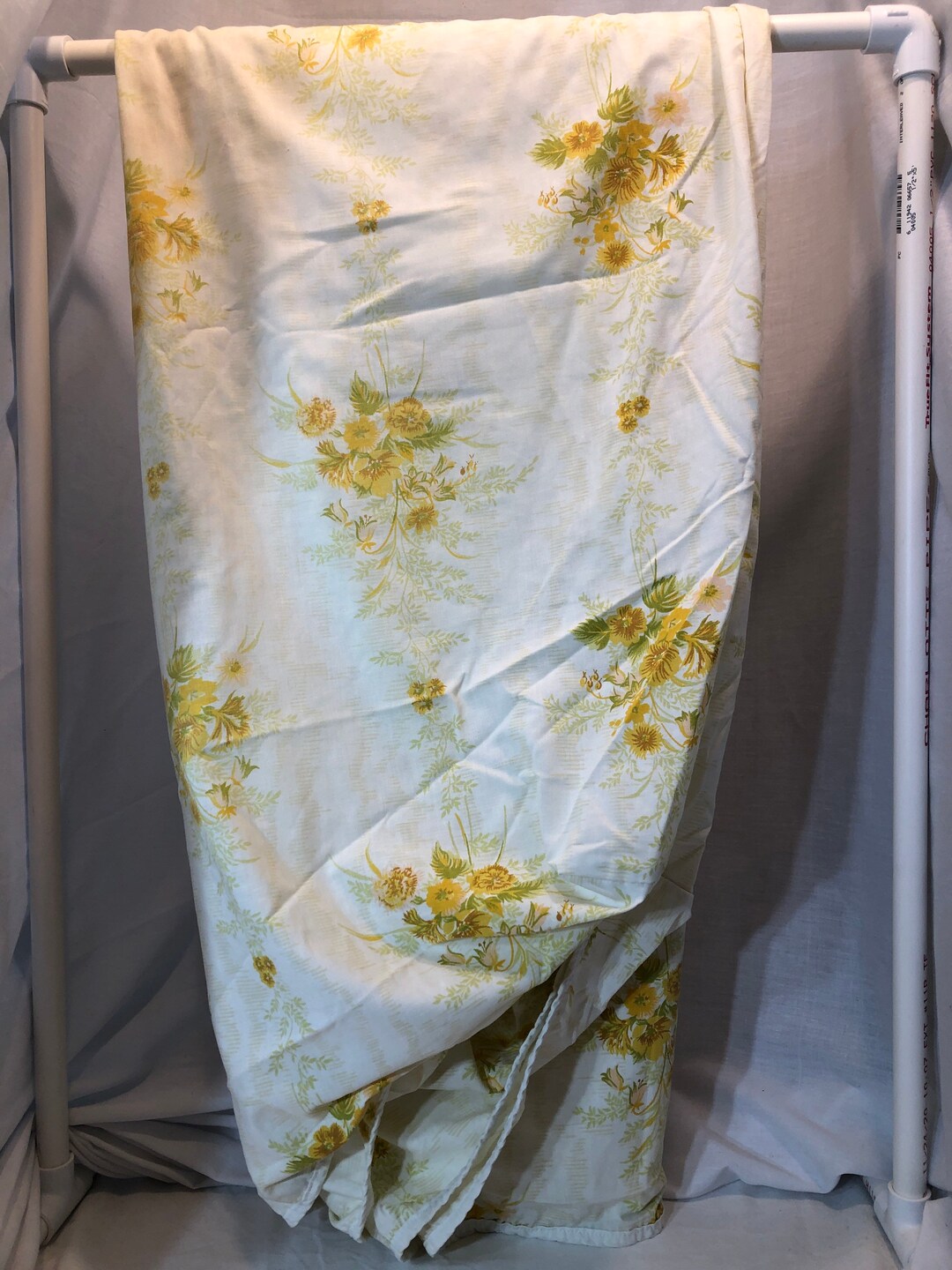 Vintage Sheet Full or Double Fitted Floral Sheet, Orange and Yellow ...