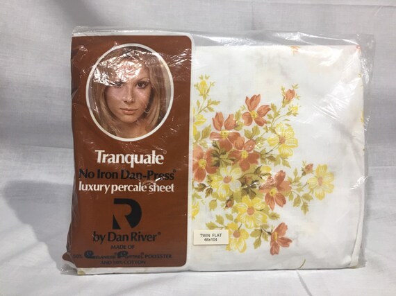 NIP Vintage Floral Twin Flat Sheet, Dan River Damselle Print