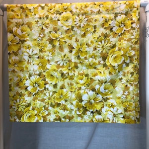 Vintage floral yellow springmaid pillowcase yellow, mustard yellow, vintage pillowcase, bedding, linens, retro,