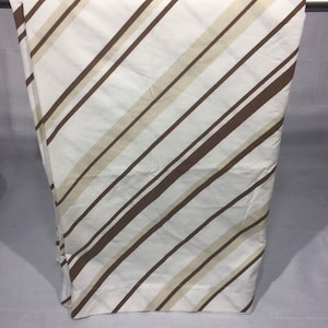 Vintage Cannon striped brown flat sheet, vintage sheet, tan, brown, white, bedding, linens, fabric,
