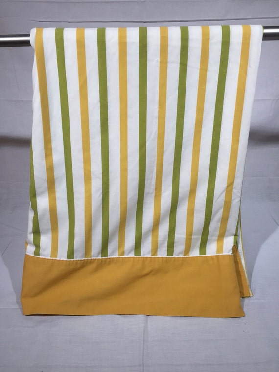 Vintage Striped Twin Flat Sheet, Army Green, Mustard Yellow