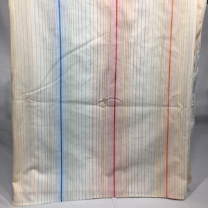 Vintage striped sheet flat double or full sheet with stripes in the colors of orange, yellow, blue and red, bedding, Cannon, stripes, retro,