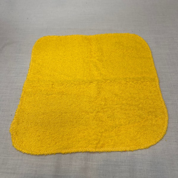 Vintage bright yellow washcloth, wash rag, face cloth, bathroom cloth, vintage bathroom, retro