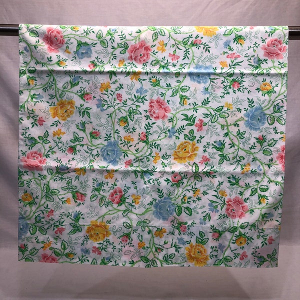 Vintage floral standard pillowcase, floral, yellow, blue, pink flowers, bedding, floral pillowcase, roses, colorful, JCPenney, flowers