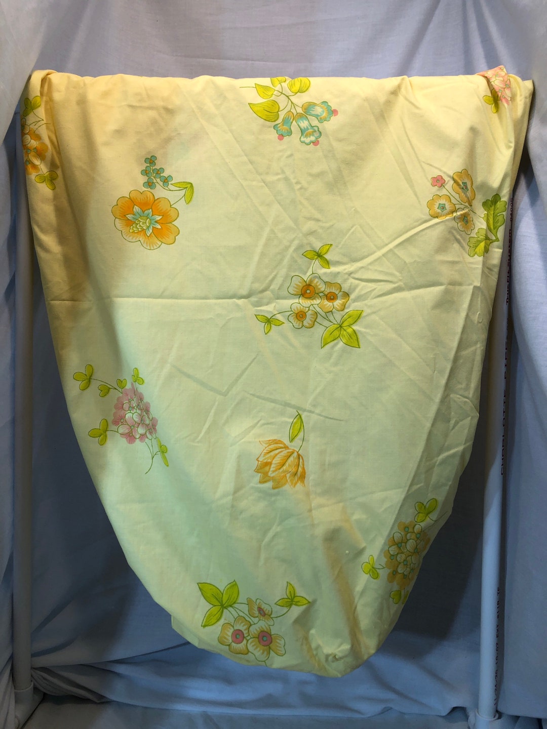 Vintage Twin Fitted Yellow Floral Sheet Sheet With Yellow Etsy