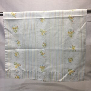 Vintage Floral pillowcase with blue, red, yellow, and flowers, stripes, bedding, linens, pillowcase, flowers, vintage, stripes,
