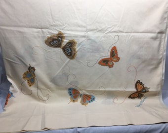 Lenzuolo singolo con stampa a farfalle vintage, misto cotone 50%, biancheria da letto retrò