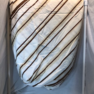 Vintage Cannon striped brown fitted sheet, vintage sheet, tan, brown, white, bedding, linens, fabric,