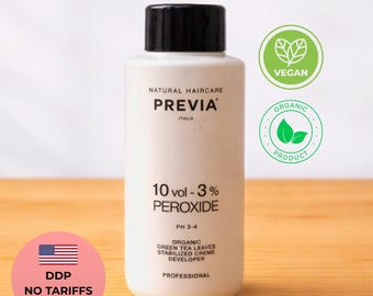 Previa Haircare Hair Peroxide Cream 10 Volume 3% Developer | Organic Green Tea Leaves