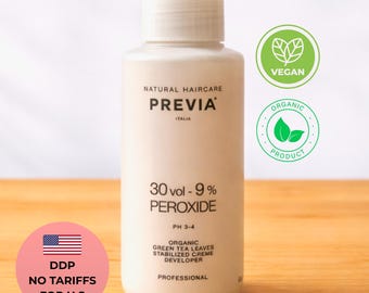 Previa Haircare Hair Peroxide Cream 30 Volume 9% Developer | Organic Green Tea Leaves