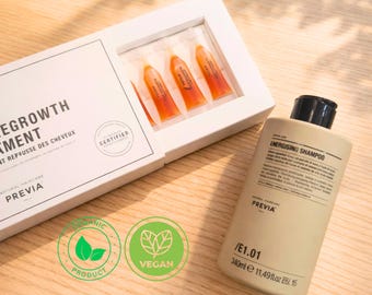 Hair Growth | Previa Haircare Loss Regrowth Treatment Solution Kit | Energising Shampoo + Serum | Natural & Vegan