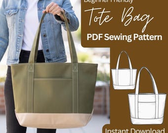 Modello di cucito per borsa in tela personalizzata in formato PDF / Borsa in tessuto fatta a mano / Borsa della spesa trapuntata / Modello di progettazione per borsa in tela / Borsa della spesa