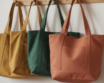 Borsa di tela trapuntata fatta a mano per la spesa (modello PDF) / Modello di cucito per borsa personalizzata