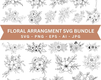Floral arrangements svg, Flower Svg Bundle, Flower Bouquet Svg, Floral Bouquet Png, Digital Download, Wreath Svg, Floral bundle clipart