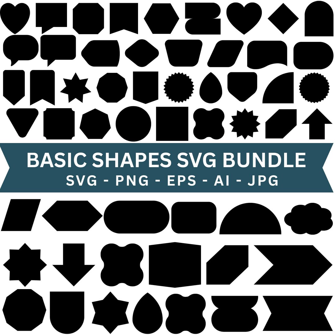 Basic Shape SVG Bundle, Decorative Frames, Label Svg, Banner Svg, Basic ...