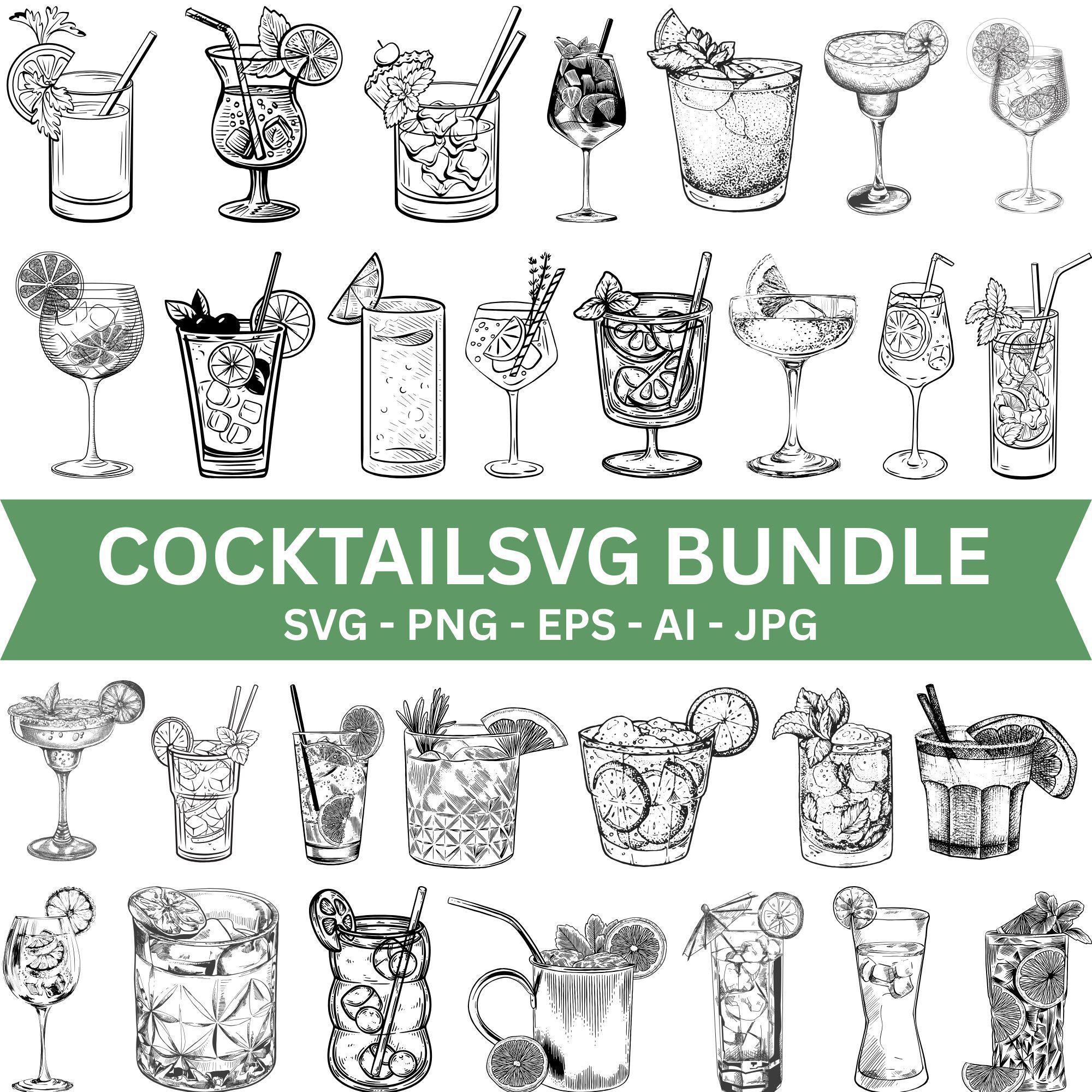 Cocktail SVG Bundle, Cocktail Clipart, Drink Illustrations Svg ...