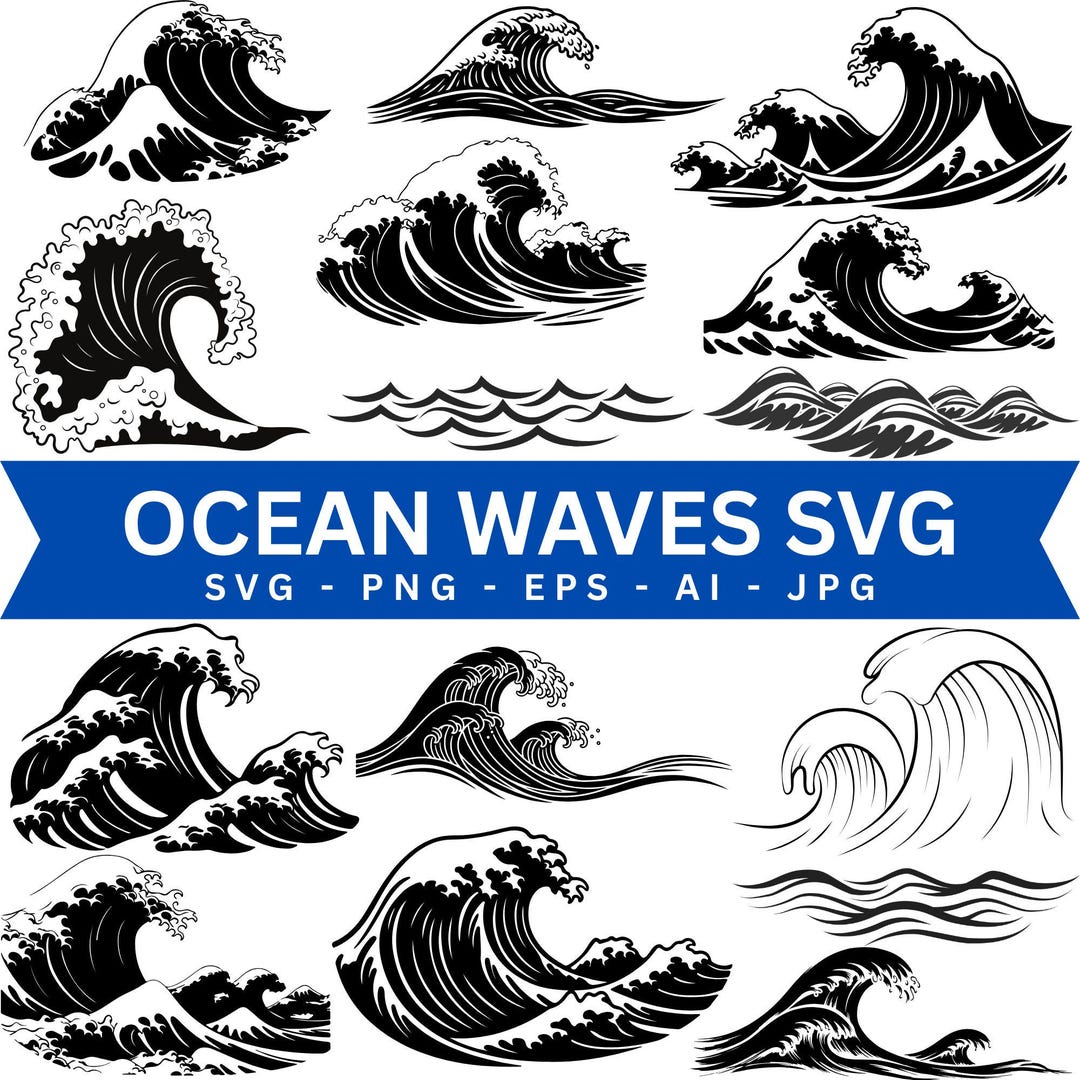 Wave SVG Bundle, Wave PNG Bundle, Wave Clip Art, Wave Cut Files for ...