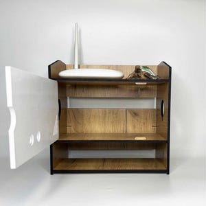 Scatola in legno per riporre il router WiFi, mobiletto organizer per cavi, mensola a muro