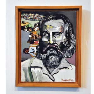 Portrait of Walt Whitman Oil Painting; Framed Oil Painting on Canvas.