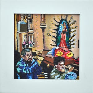 Virgin of Guadalupe Painting; Procession of Virgin of Guadalupe;  Saint Art Original oil painting.