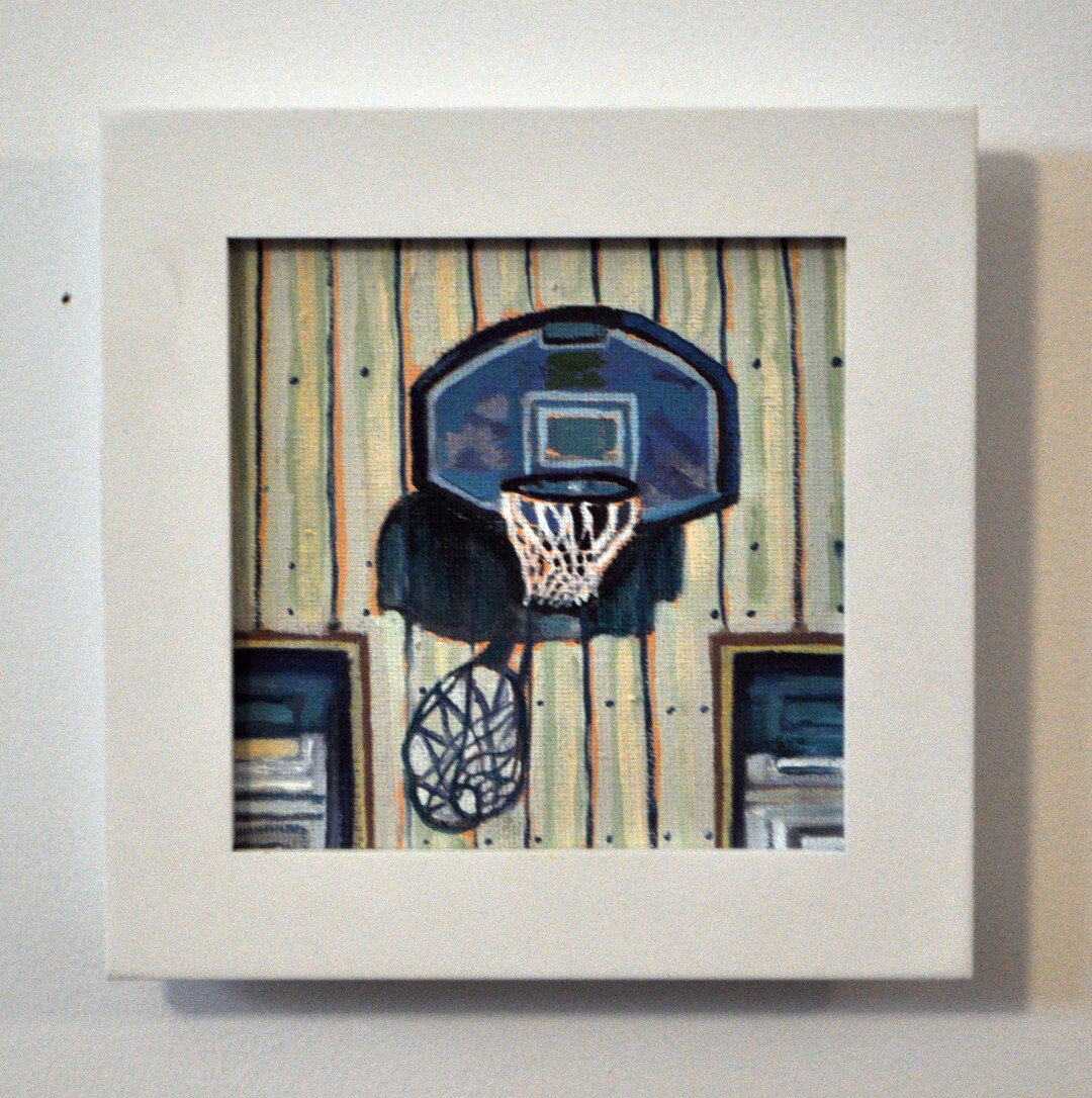 Worn Basketball Hoop Oil Painting, Basketball Painting, Art for Athlete