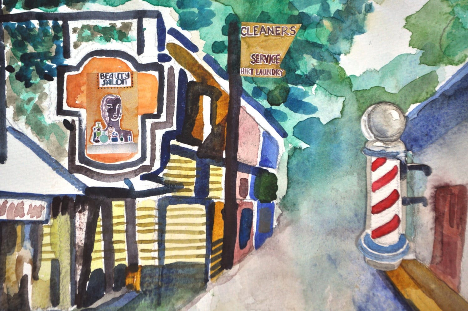 Old Downtown Meacham Park St. Louis Watercolor, African American