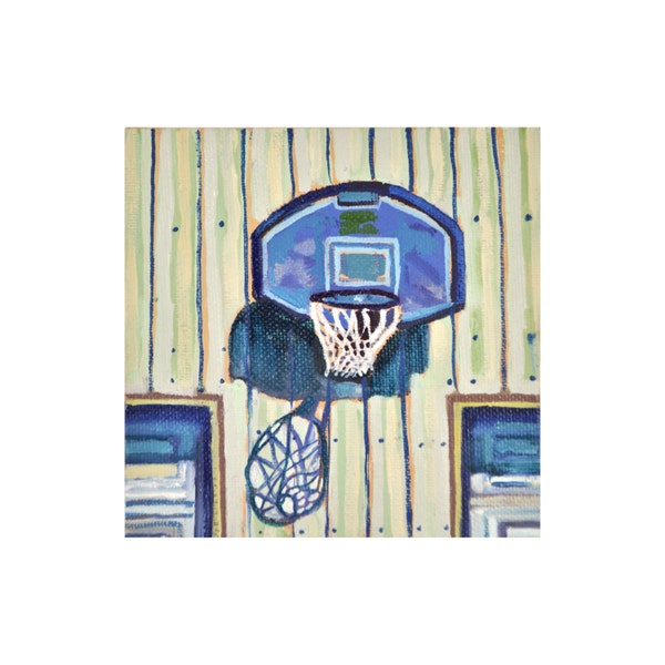 Panier de basket-ball porté; peinture de basket-ball; art du panier de basket-ball de garage; cadeau d’amoureux du basket-ball; Impression en édition limitée basée sur la peinture à l’huile.