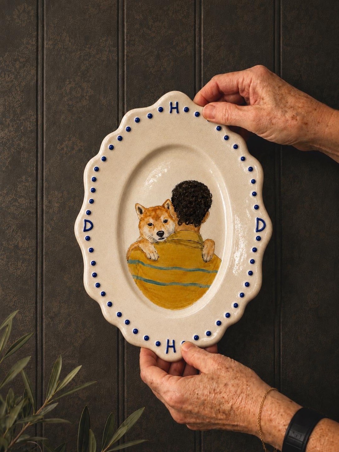 Custom Pet Portrait Plate, Personalized Ceramic Plate, Hand Painted Plate, Pet Memorial Gift, Pet Lover Gift, Dog Cat Mom Gift, Couple Gift - Etsy