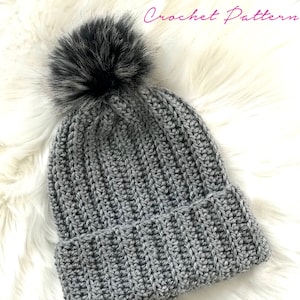 Crochet PATTERN - Crochet Hat Pattern - Easy Crochet Pattern - Crochet Beanie Pattern - Ribbed Crochet Hat - Slouchy - 6 Sizes -  PDF 455