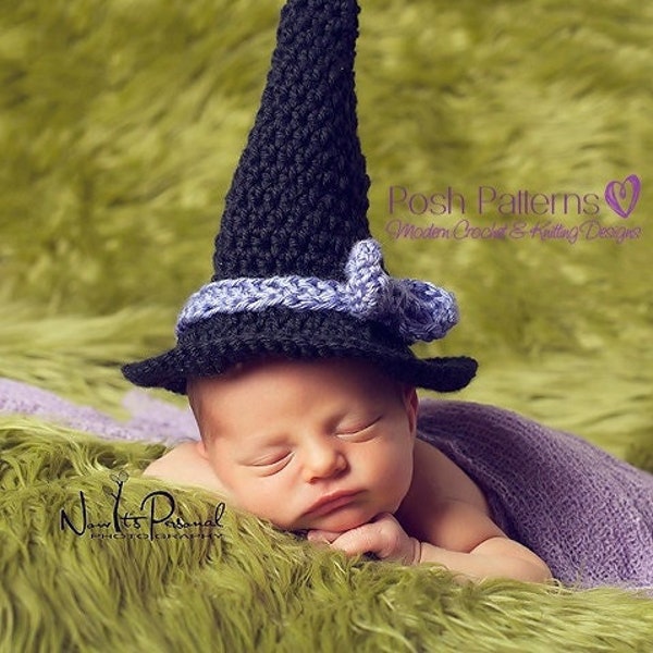 Baby Witch Hat Crochet Pattern - Halloween Crochet Pattern - Baby Crochet Pattern - Baby Crochet Pattern - Halloween Hat Crochet Pattern