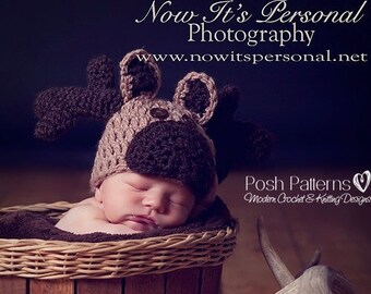 Häkelmütze MUSTER - gehäkelte Elchmütze - Häkelmütze Muster - Baby Häkelanleitung - druckbare Häkelanleitung - sofortiger digitaler Download