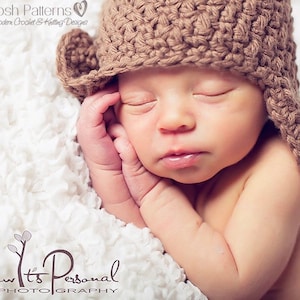 Easy Crochet PATTERN - Crochet Hat Pattern - Earflap Hat Pattern - Baby Crochet Pattern - Crochet Pattern Hat - Photo Prop Pattern - PDF 181