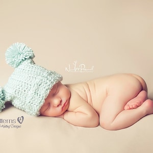 Crochet PATTERN - Crochet Hat Pattern - Easy Crochet Pattern - Baby Crochet Pattern - Pom Pom Hat - Crochet Patterns - 6 Sizes - PDF 103