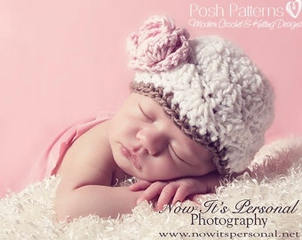 Crochet Baby Hat Pattern - Easy Crochet Hat Pattern - Crochet Flower Pattern - Baby Crochet Pattern - Includes 5 Sizes Newborn to Adult