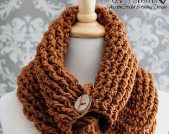 Crochet PATTERN - Crochet Button Cowl - Infinity Scarf Crochet Pattern - Crochet Patterns for Women - Crochet Pattern Scarf - PDF 420