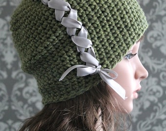 Crochet PATTERN - Ribbon Crochet Hat Pattern - Slouchy Hat Crochet Pattern - Baby Crochet Pattern - Baby Toddler Kids Adult Sizes - PDF 336