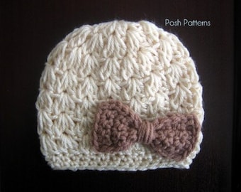 Crochet PATTERN - Crochet Bow Hat Pattern - Crochet Pattern Hat - Crochet Pattern Baby - Baby, Toddler, Child, Kids, Adult Sizes - PDF 310