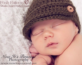 Crochet PATTERN - Crochet Newsboy Hat Pattern - Crochet Patterns for Men - Crochet Pattern Babies - Crochet Hat Pattern - 6 Sizes - PDF 197