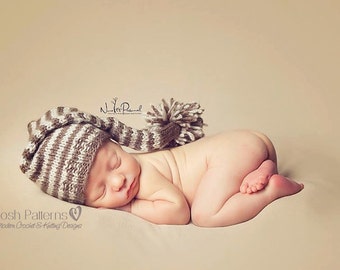 Knitting PATTERN - Stocking Hat Knitting Pattern - Includes Baby, Toddler, Kids, Adult Sizes - Make 2 Ways - Photo Prop Pattern - PDF 211