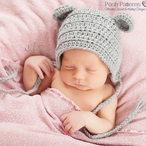 Crochet PATTERN - Crochet Baby Hat - Mouse Bonnet Crochet Pattern - Baby Mouse Bonnet - Instant Download PDF - Digital download - PDF 374