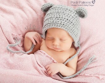 Crochet PATTERN - Crochet Baby Hat - Mouse Bonnet Crochet Pattern - Baby Mouse Bonnet - Instant Download PDF - Digital download - PDF 374