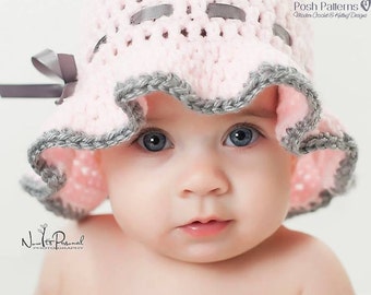 Crochet PATTERN - Crochet Sun Hat Pattern - Crochet Hat Pattern - Sun Hat Crochet Pattern - Baby, Toddler, Child, Adult Sizes - PDF 325