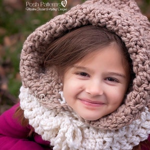 CROCHET PATTERNS - Hooded Cowl Pattern - Hooded Cowl - Hooded Scarf - Crochet Patterns for Kids - Baby, Toddler, Kids, Adult Sizes - PDF 398