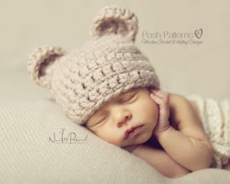 Crochet PATTERN Crochet Bear Hat Pattern Baby Bear Hat Crochet Hat Pattern Baby, Toddler, Kids, Adult Sizes Photo Prop PDF 214 image 1