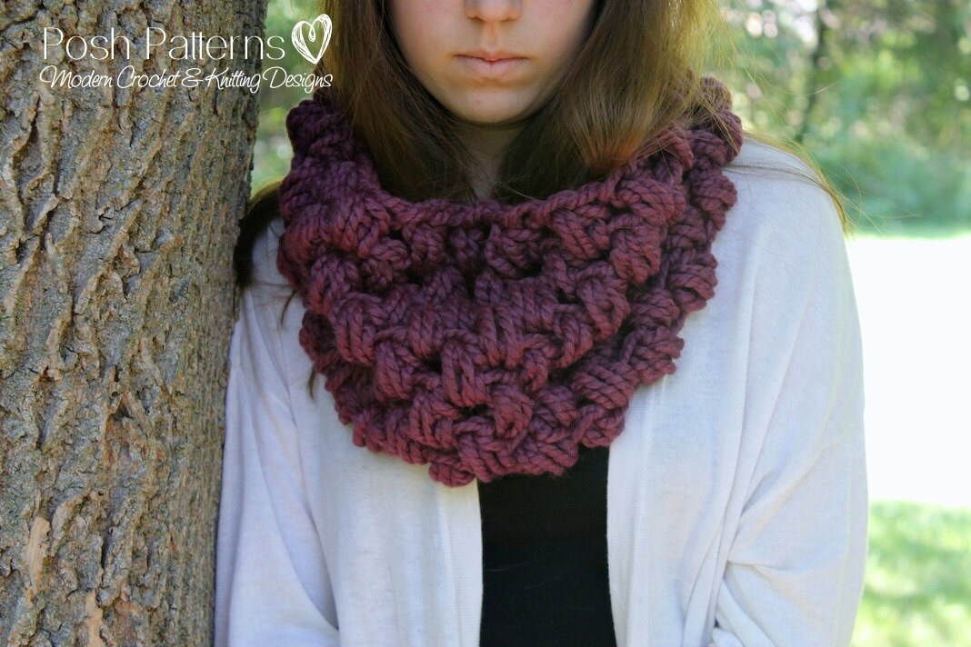 Crochet Cowl Pattern – Puff Stitch Chunky Scarf (PDF Pattern) - Etsy