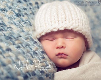 Knitting PATTERN - Knit Hat Pattern - Knitting Patterns - Easy Knit Baby Beanie Pattern - 6 Sizes Newborn to Adult - Make 2 Ways - PDF 227