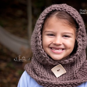 Knitting Pattern Knit Hooded Cowl Hooded Cowl Knitting Pattern Cowl Hood Hooded Scarf Baby, Toddler, Child, Adult Sizes PDF 386 image 1