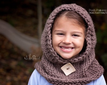 Knitting Pattern - Knit Hooded Cowl - Hooded Cowl Knitting Pattern - Cowl Hood - Hooded Scarf - Baby, Toddler, Child, Adult Sizes - PDF 386