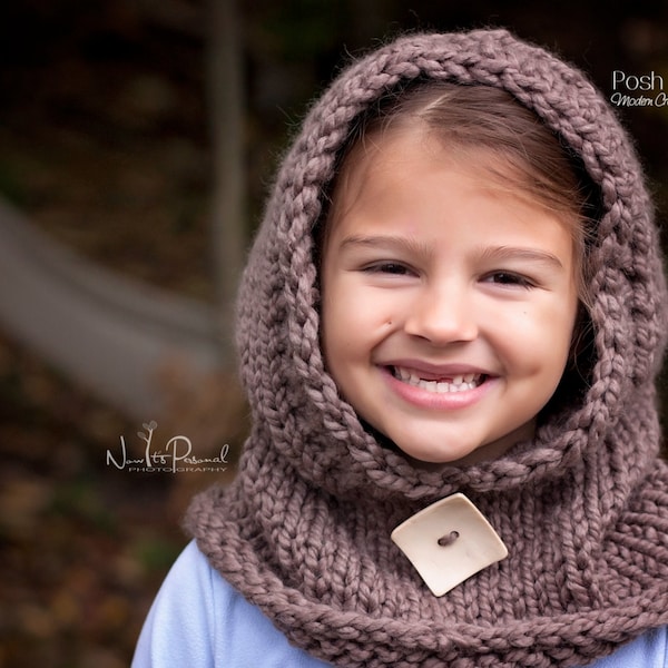 Knitting Pattern - Knit Hooded Cowl - Hooded Cowl Knitting Pattern - Cowl Hood - Hooded Scarf - Baby, Toddler, Child, Adult Sizes - PDF 386